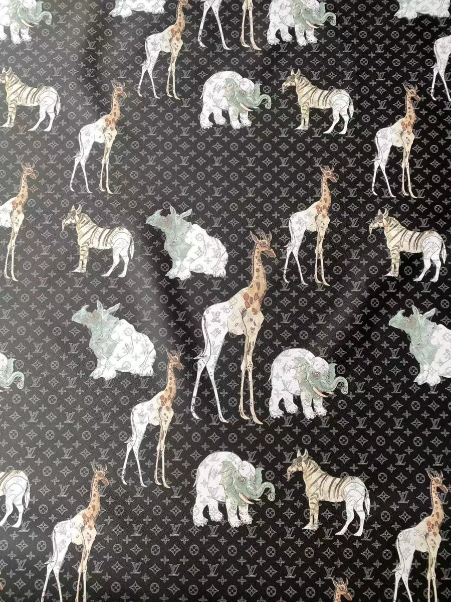 Zoo Animals Louis Vuitton Designer Fabric Leather Sheet for DIY Crafts - mingfabricstore