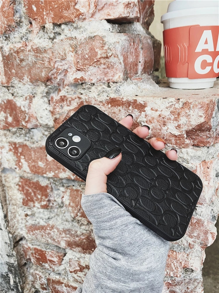 COACH Classic Logo Leather Sculpture Craft iPhone Case.