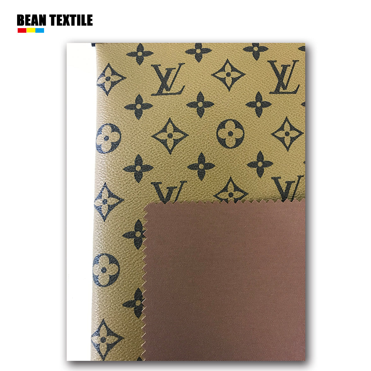 Brown background lv crafting faux leather fabric for bag