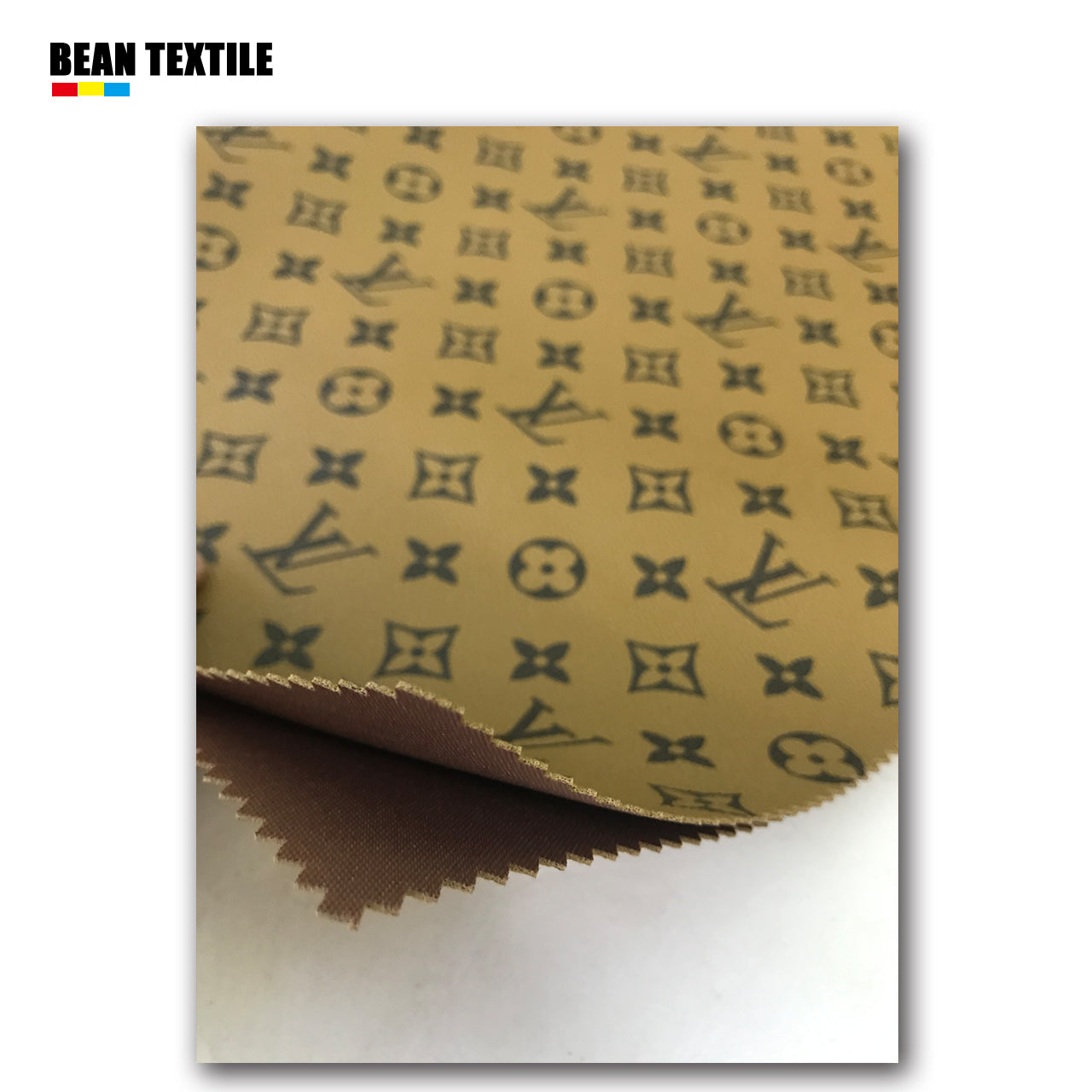 Brown background lv crafting faux leather fabric for bag