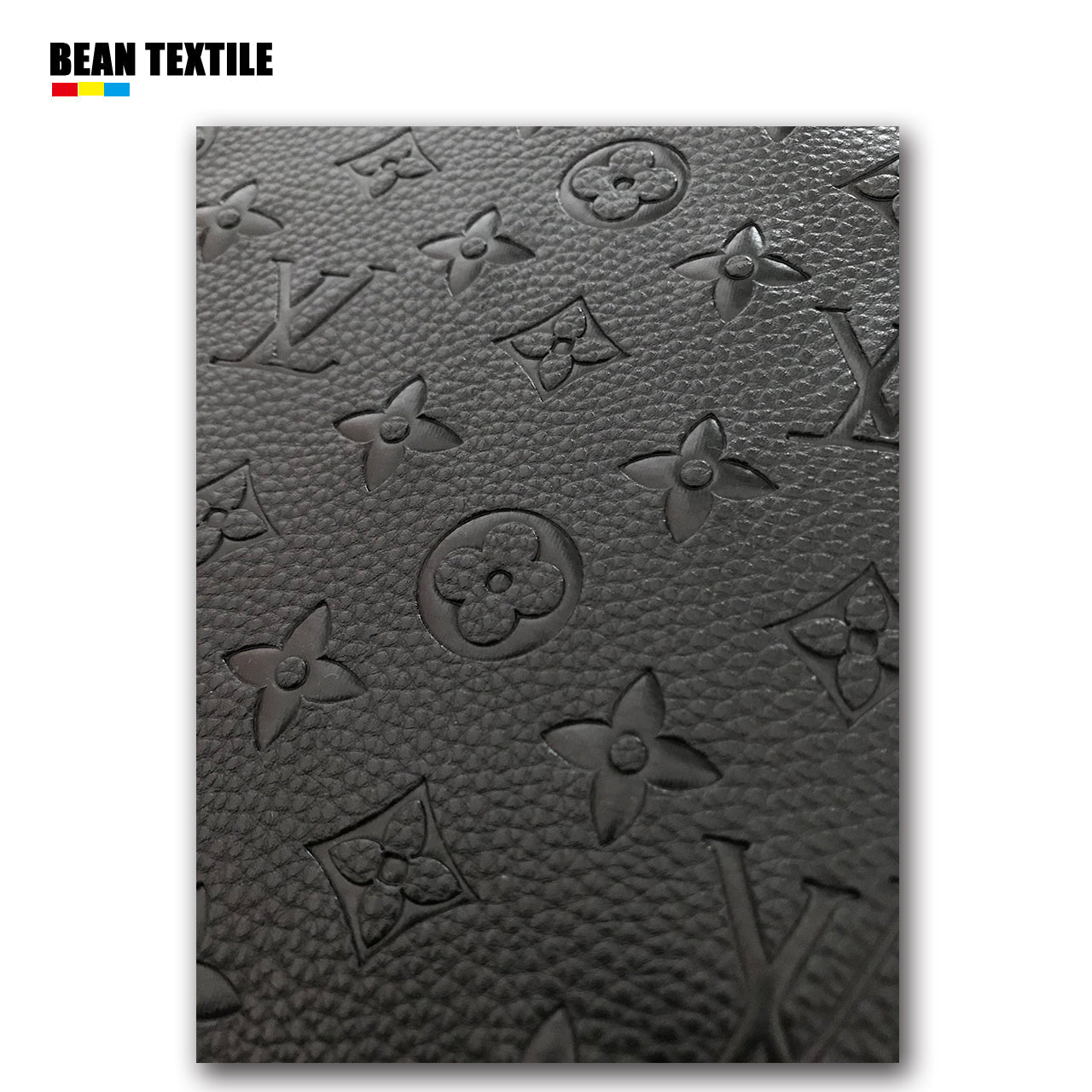 Black embossed LV craft Faux leather fabric by yard