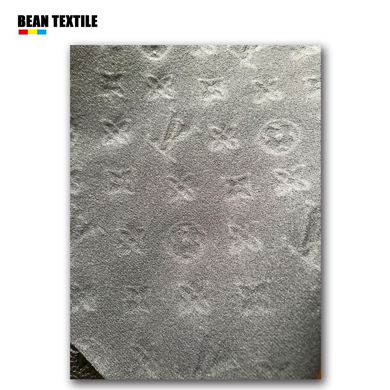 Black embossed LV craft Faux leather fabric by yard