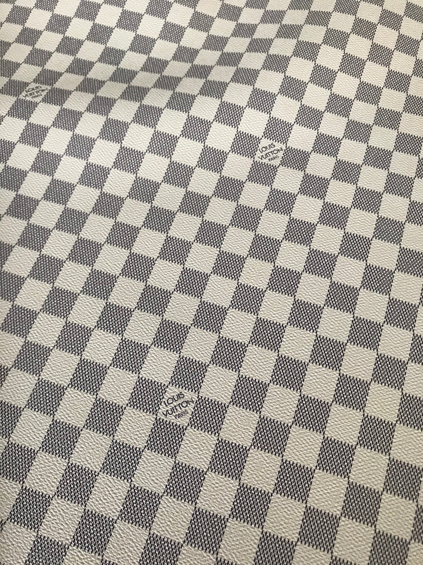Classic LV White Damier Check Leather Fabric for Shoe Custom Bag Craft