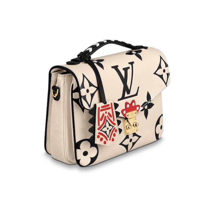 Big Letter Cream Base Black Letter LV Leather Fabric for Bag
