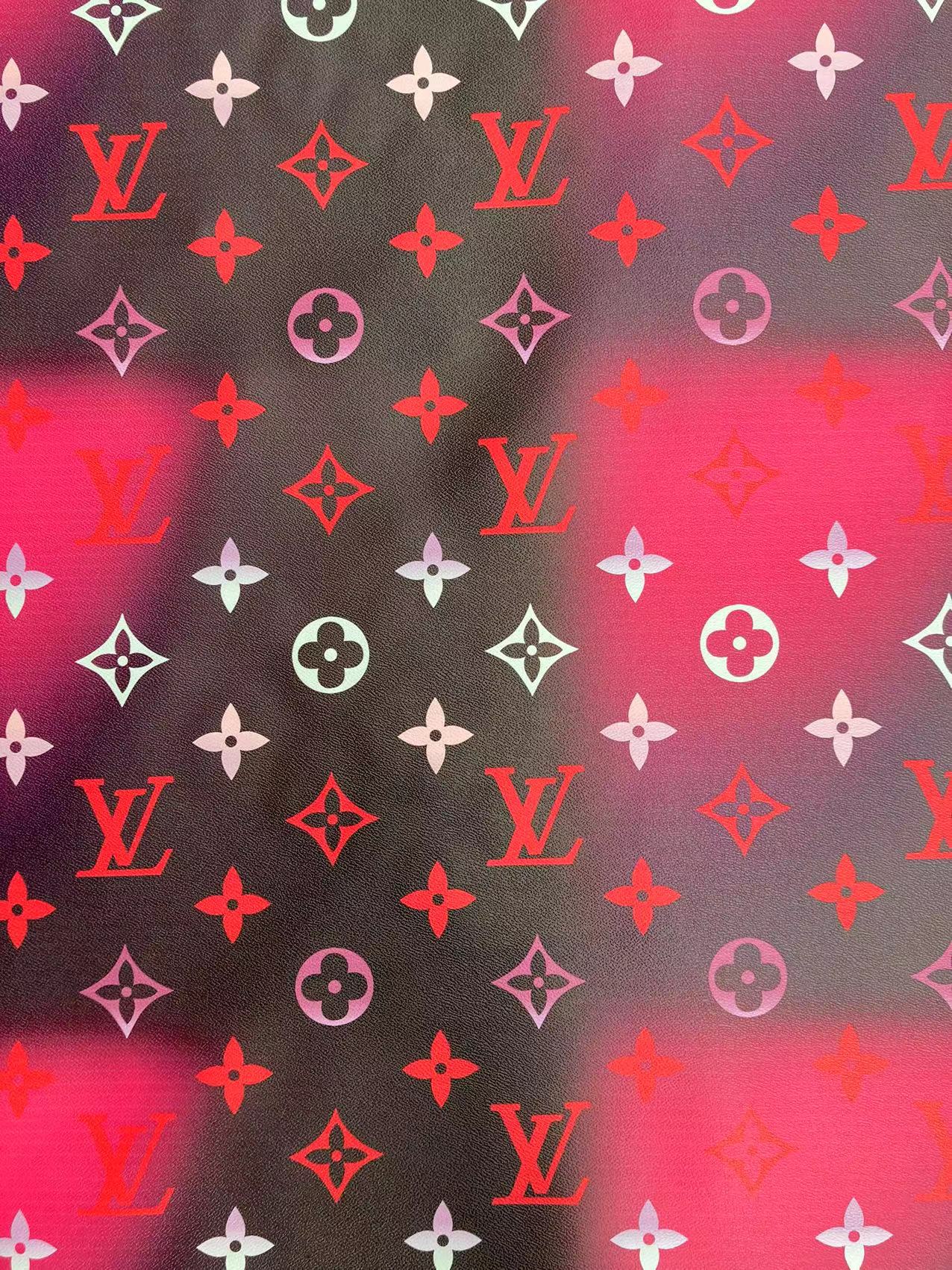 Black Colorful Lv By the Pool Faux Leather Vinyl for Custom