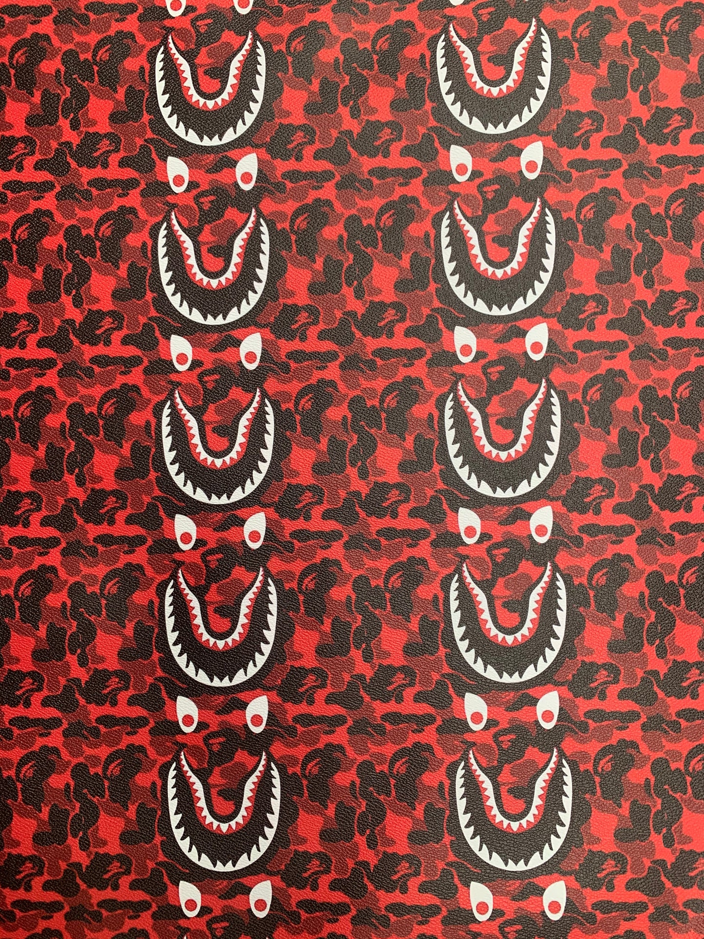 Custom Leather Red Bape Shark for Handmade Sneakers Upholstery