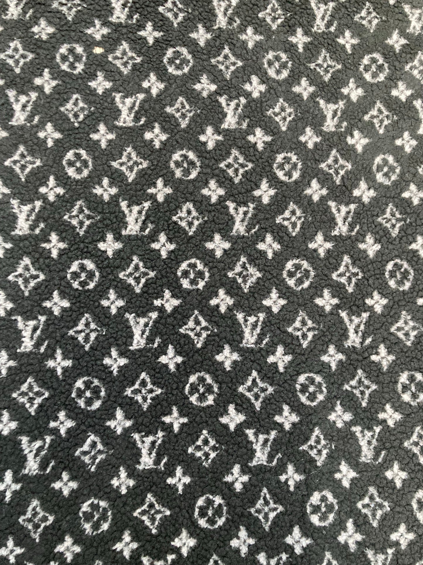Black Furry Cozy LV Teddy Flannel Fabric