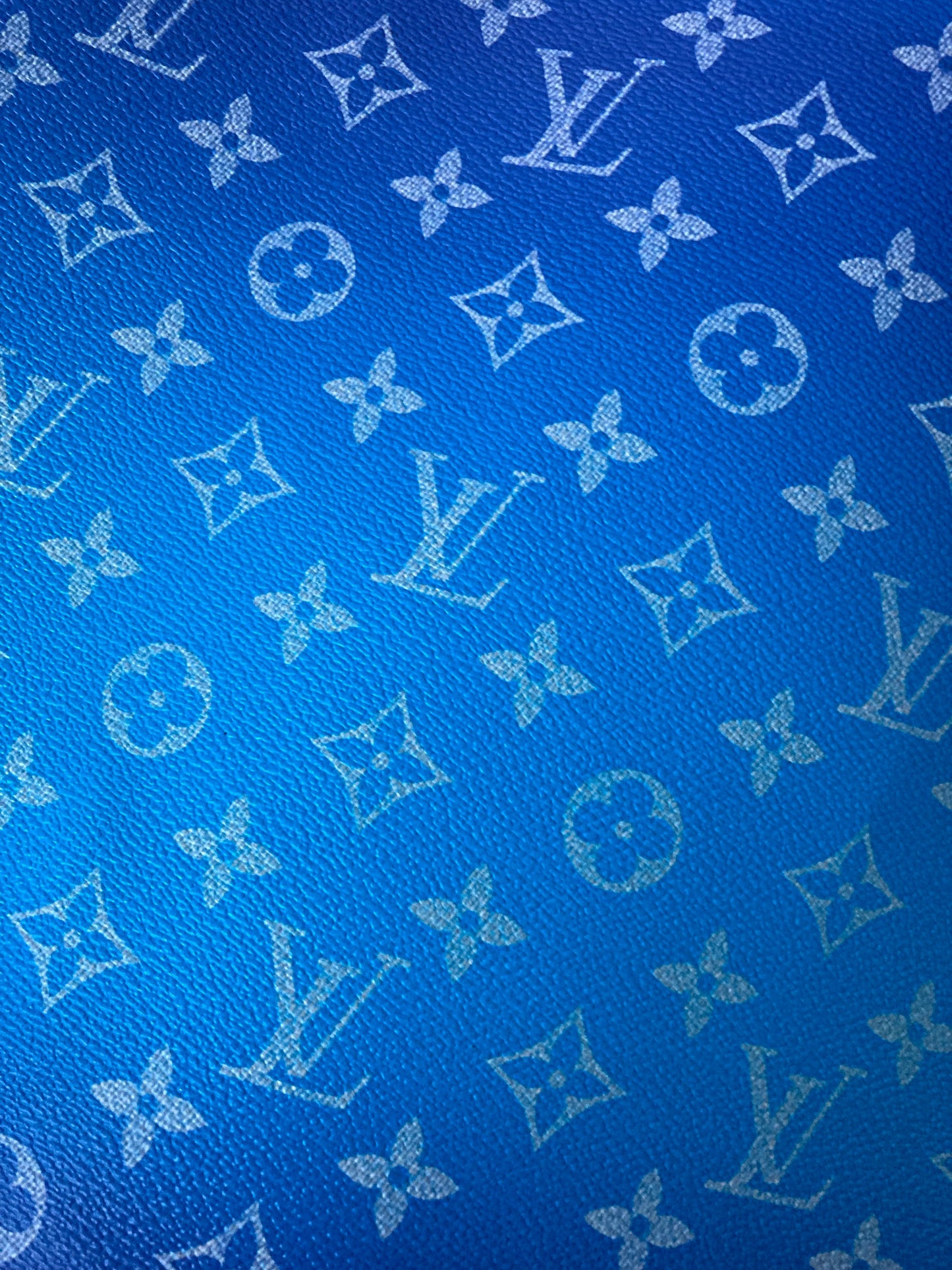 Blue Gradient LV Faux Leather Fabric for Bag Custom