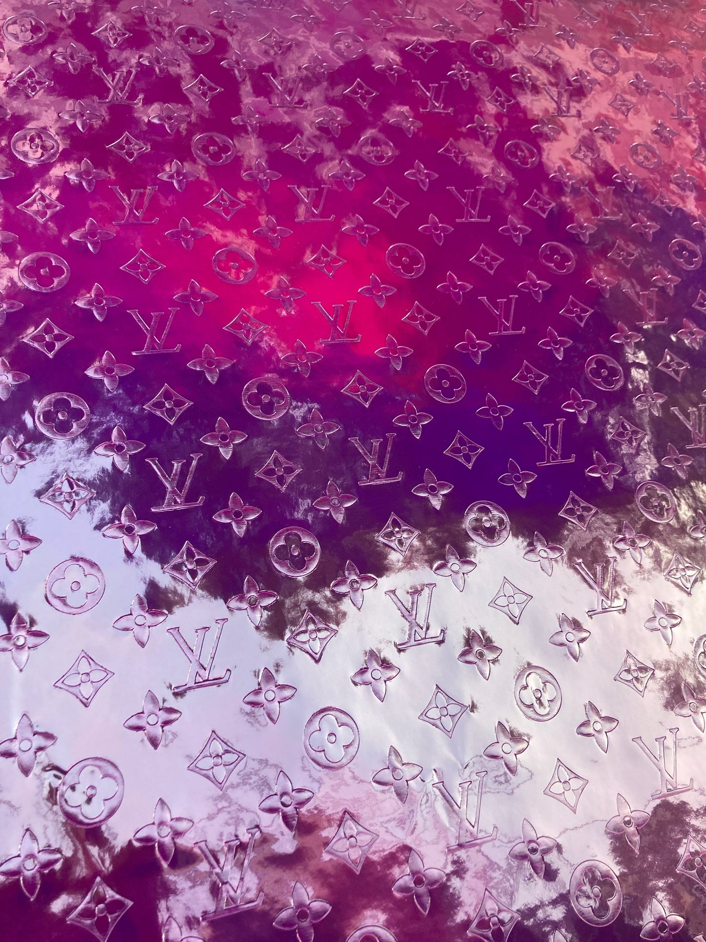 Custom Sneakers Material Purple Shiny Reflective LV Vinyl Sold by Yard