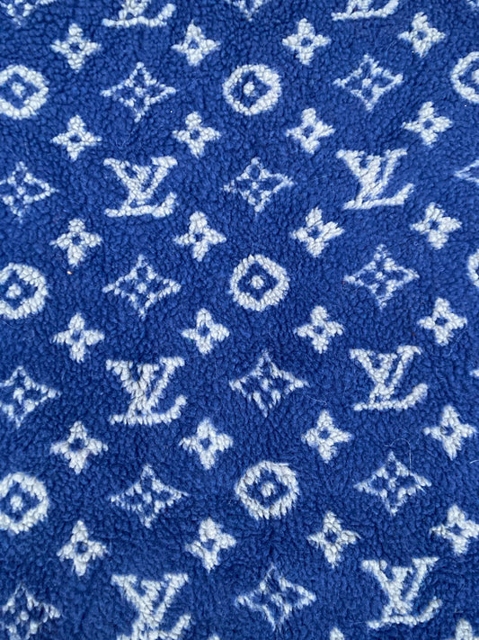 Blue Furry Cozy LV Teddy Flannel Fabric