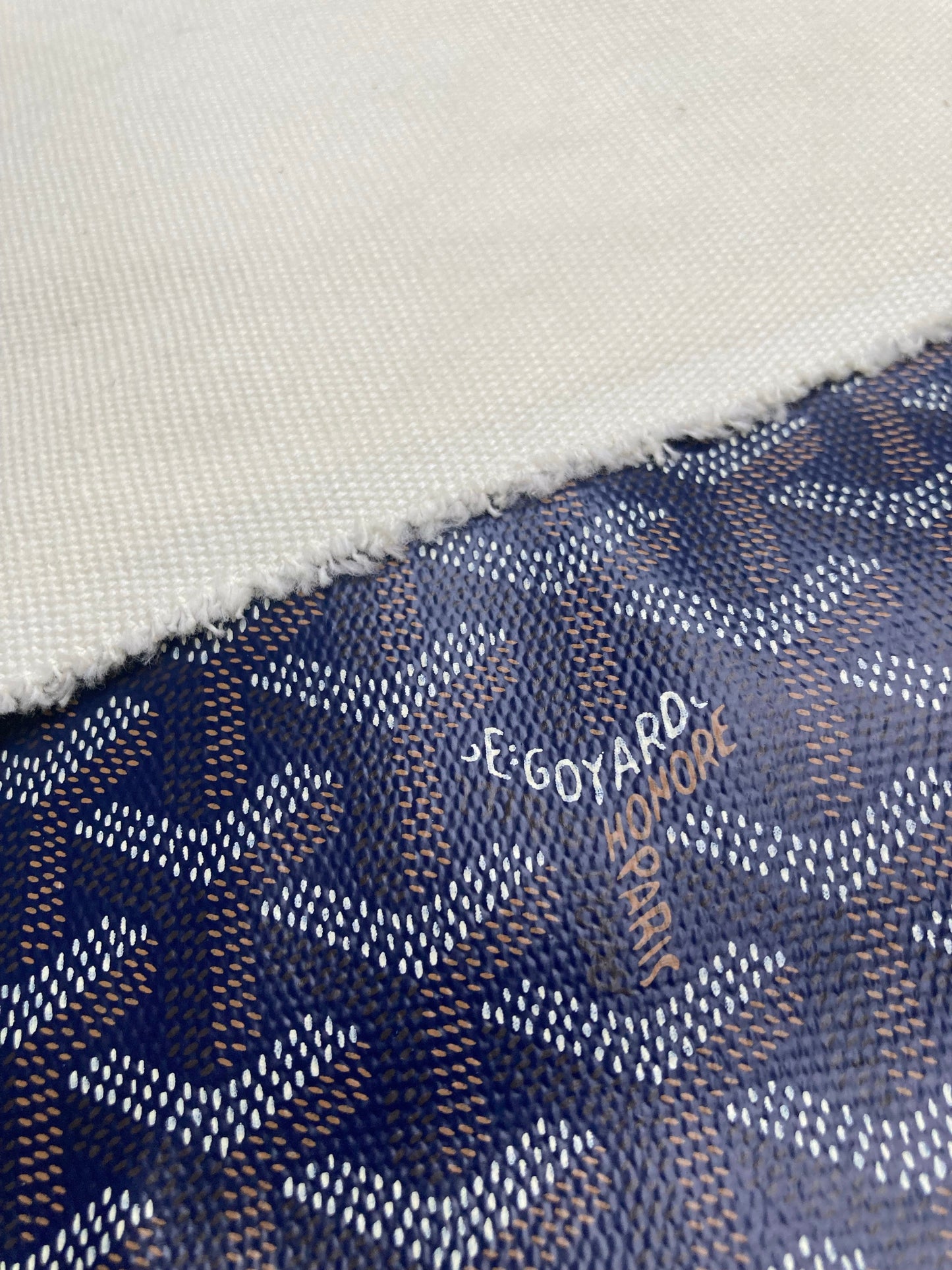 Handmade Leather Navy Goyard Vinyl Material for Custom Wallet
