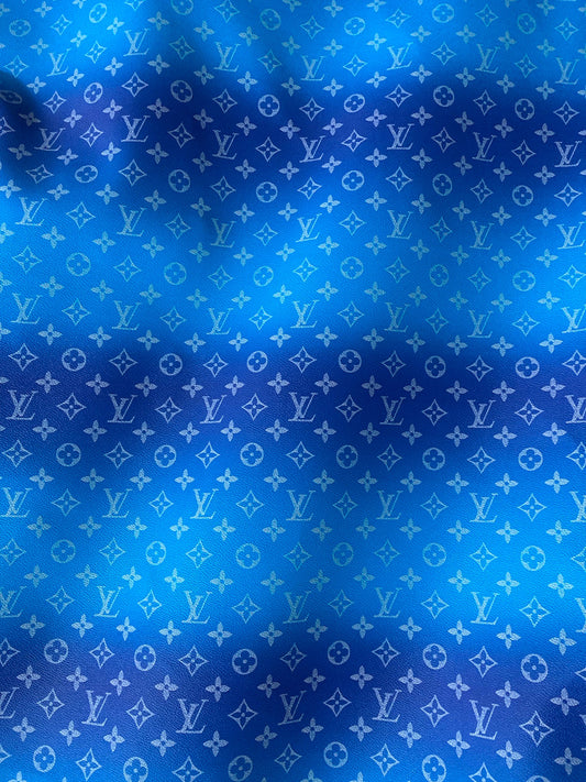 Blue Gradient LV Faux Leather Fabric for Bag Custom